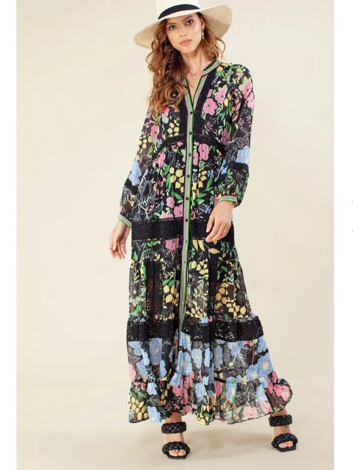 Hale Bob Avene Maxi Dress 1YDS6145 Black