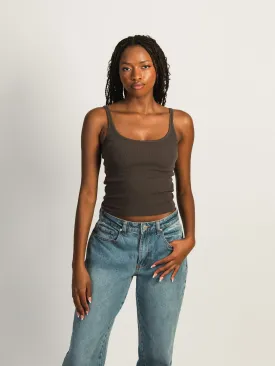 HARLOW ESSENTIAL RIBBED TANK TOP - CHARCOAL