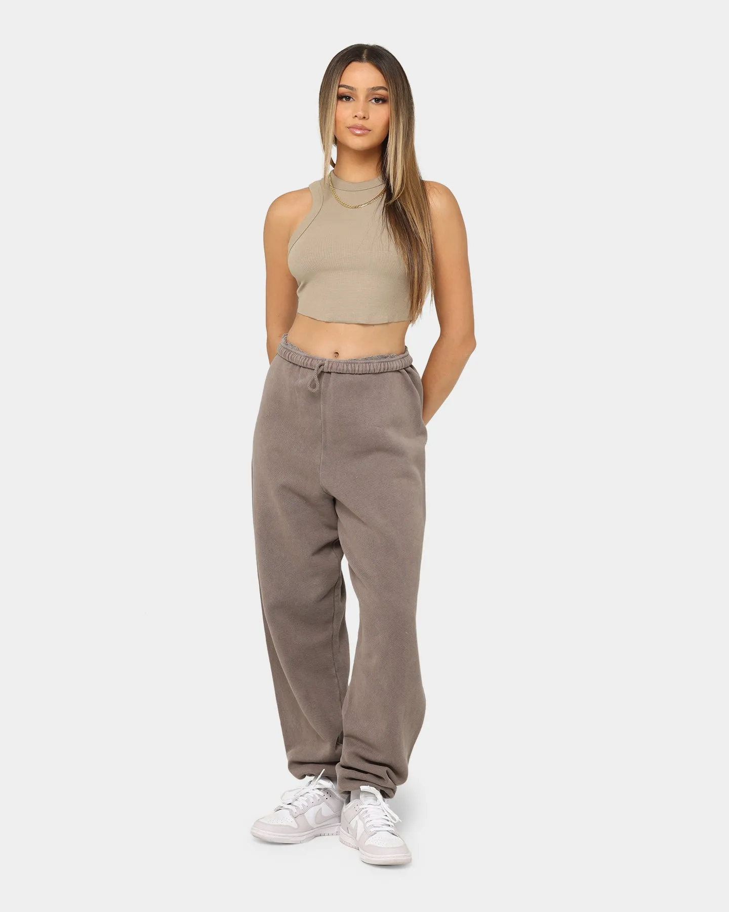 Joah Brown Women's Body Rib Tank Top Taupe