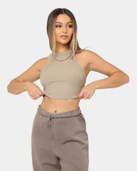 Joah Brown Women's Body Rib Tank Top Taupe