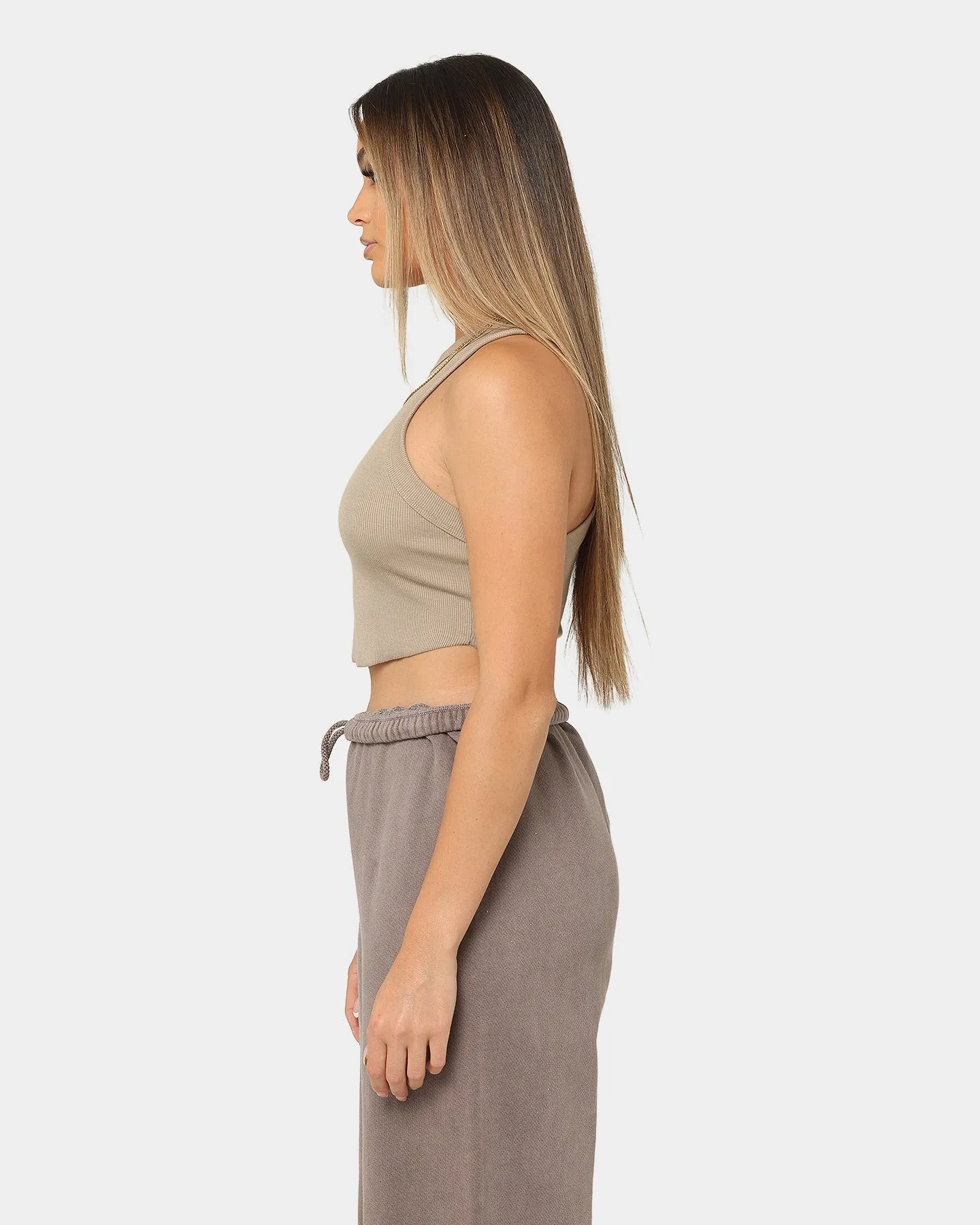 Joah Brown Women's Body Rib Tank Top Taupe