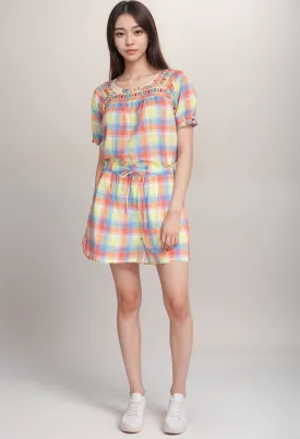 Johnny Was Workshop Delacey Plaid Paperbag Short W81222 Boho Chic