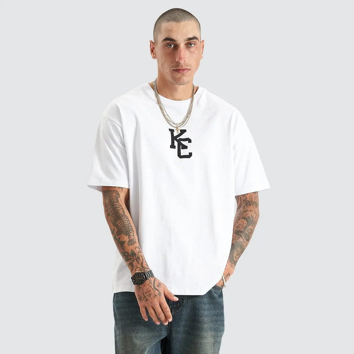 KISS CHACEY Mens Fresno Heavy Box Fit Tee - White