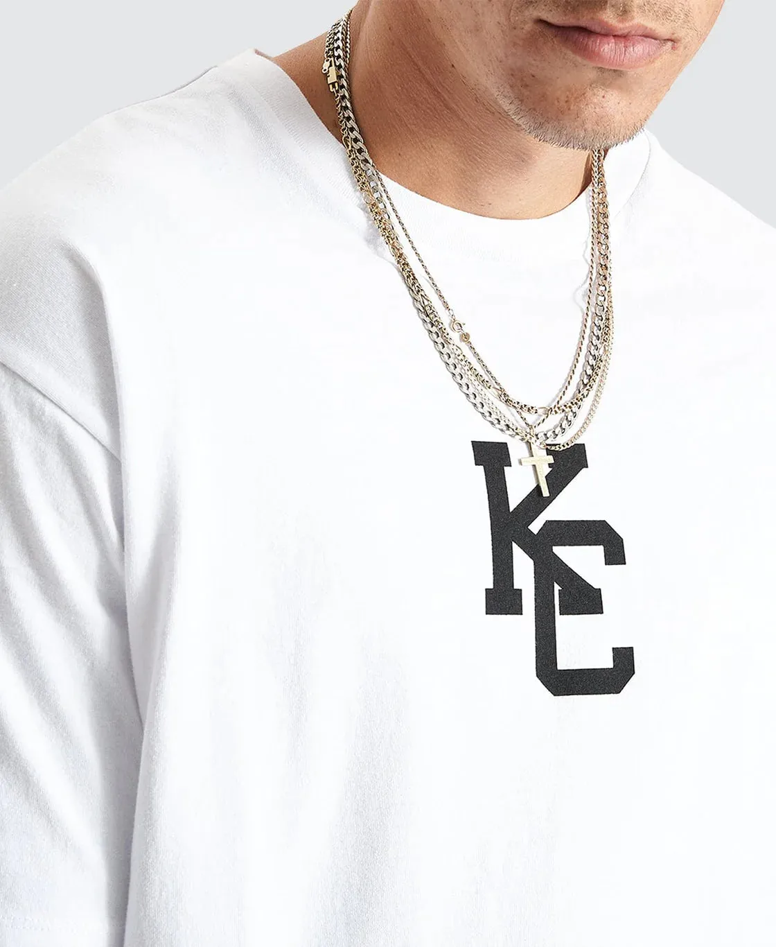 KISS CHACEY Mens Fresno Heavy Box Fit Tee - White