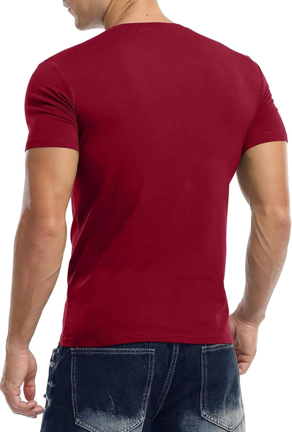 KUYIGO Mens Henley Shirts Slim Fit Short Sleeve Fashion Cotton Tops Tee