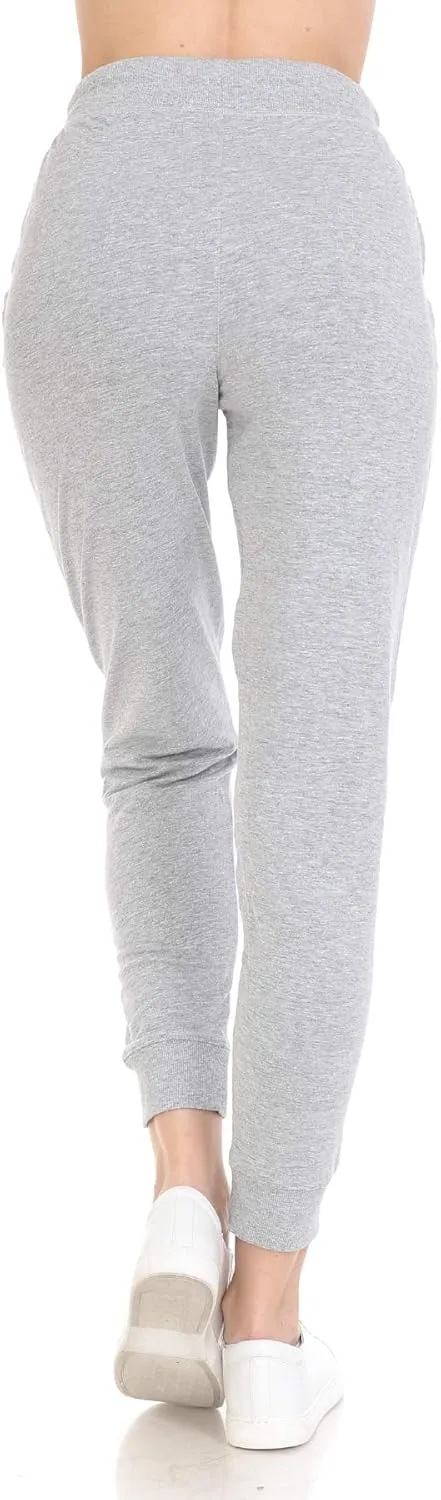 Leggings Depot Women's Cotton Jogger Sweatpants French Terry Yoga Pants with Pockets