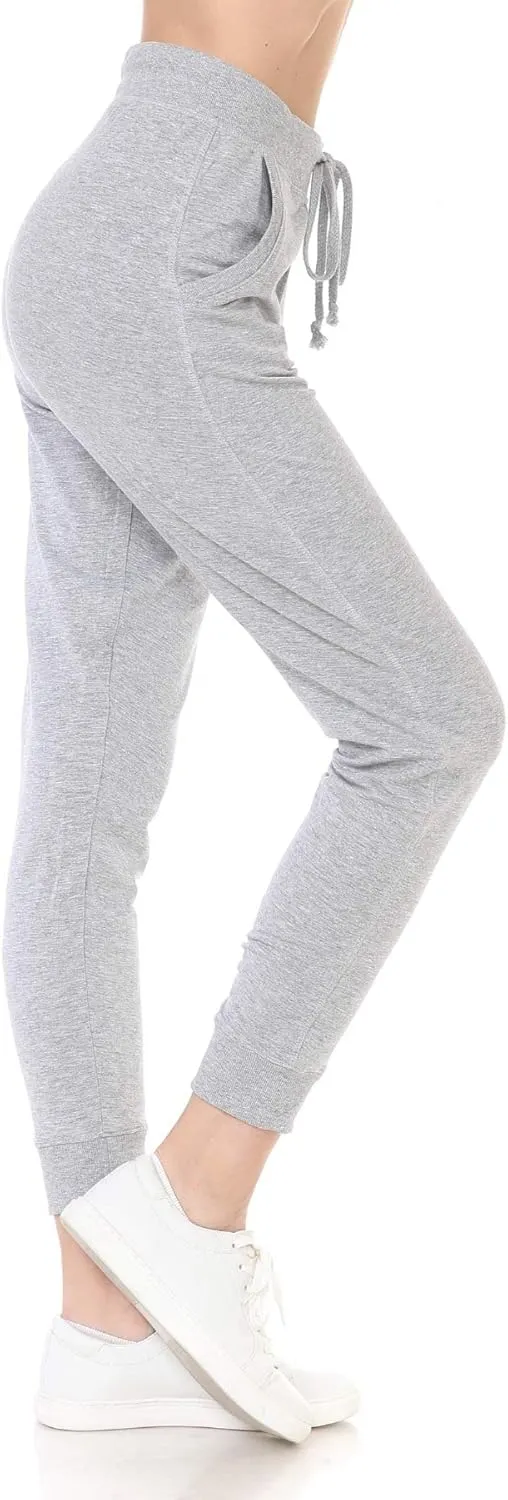 Leggings Depot Women's Cotton Jogger Sweatpants French Terry Yoga Pants with Pockets
