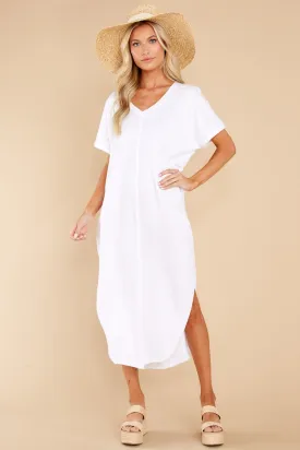 Leia White Slub Midi Dress