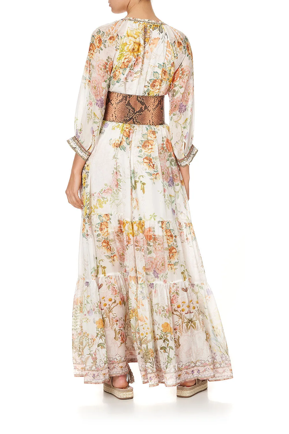 LONG GATHERED PANEL DRESS IN THE HILLS OF TUSCANY