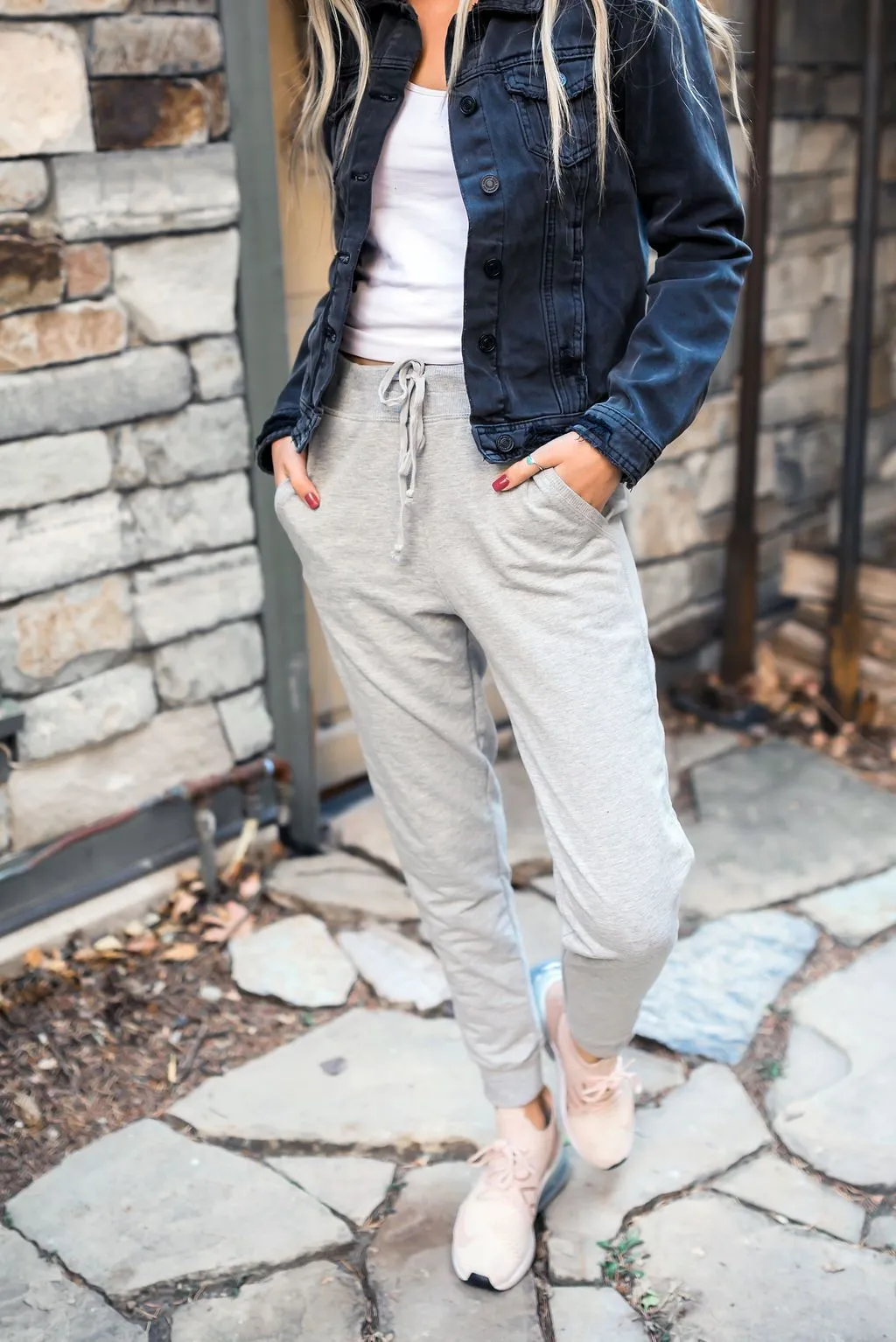 Lounge Around Town Joggers In Light Gray