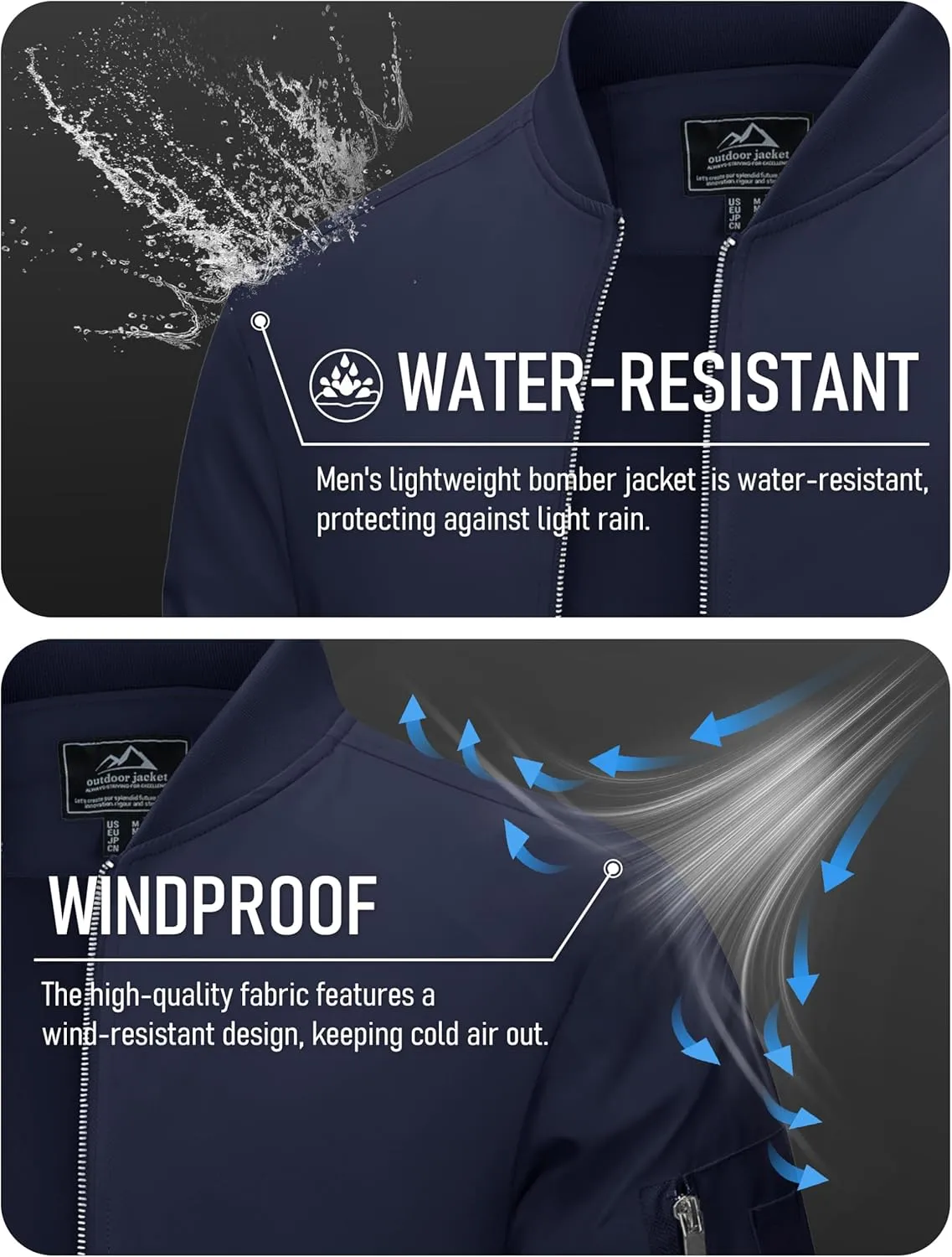 MAGCOMSEN Men's Bomber Jacket Lightweight Casual Windbreaker Spring Fall Zip Up Coat with 5 Pocket