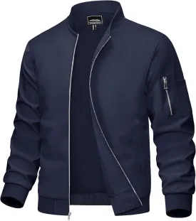 MAGCOMSEN Men's Bomber Jacket Lightweight Casual Windbreaker Spring Fall Zip Up Coat with 5 Pocket