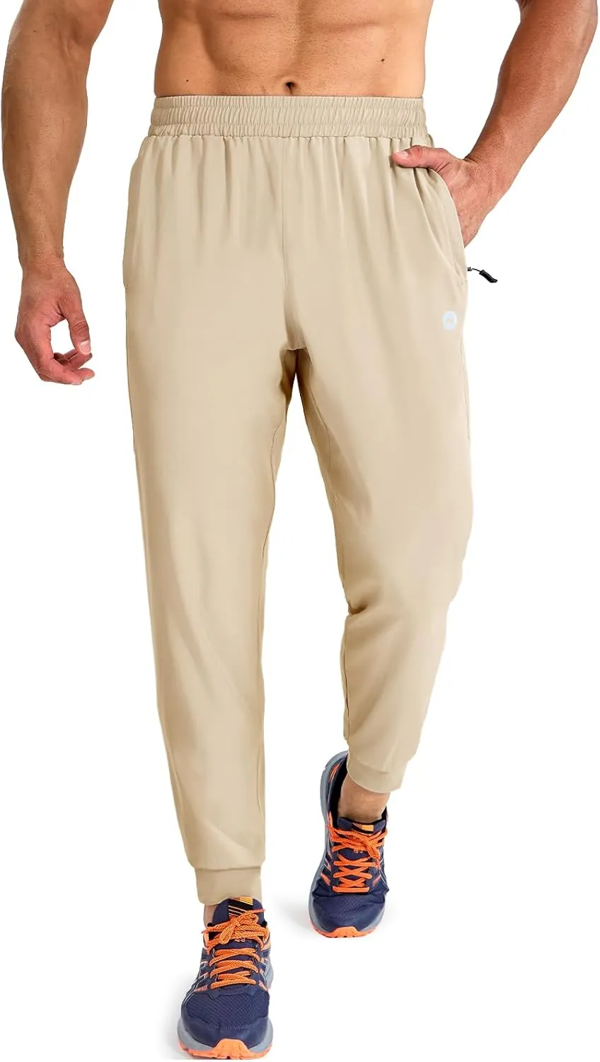MIER Men's Athletic Running Pants Lightweight Workout Gym Joggers Dry Fit Track Active Sweatpants with Zipper Pockets