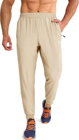 MIER Men's Athletic Running Pants Lightweight Workout Gym Joggers Dry Fit Track Active Sweatpants with Zipper Pockets