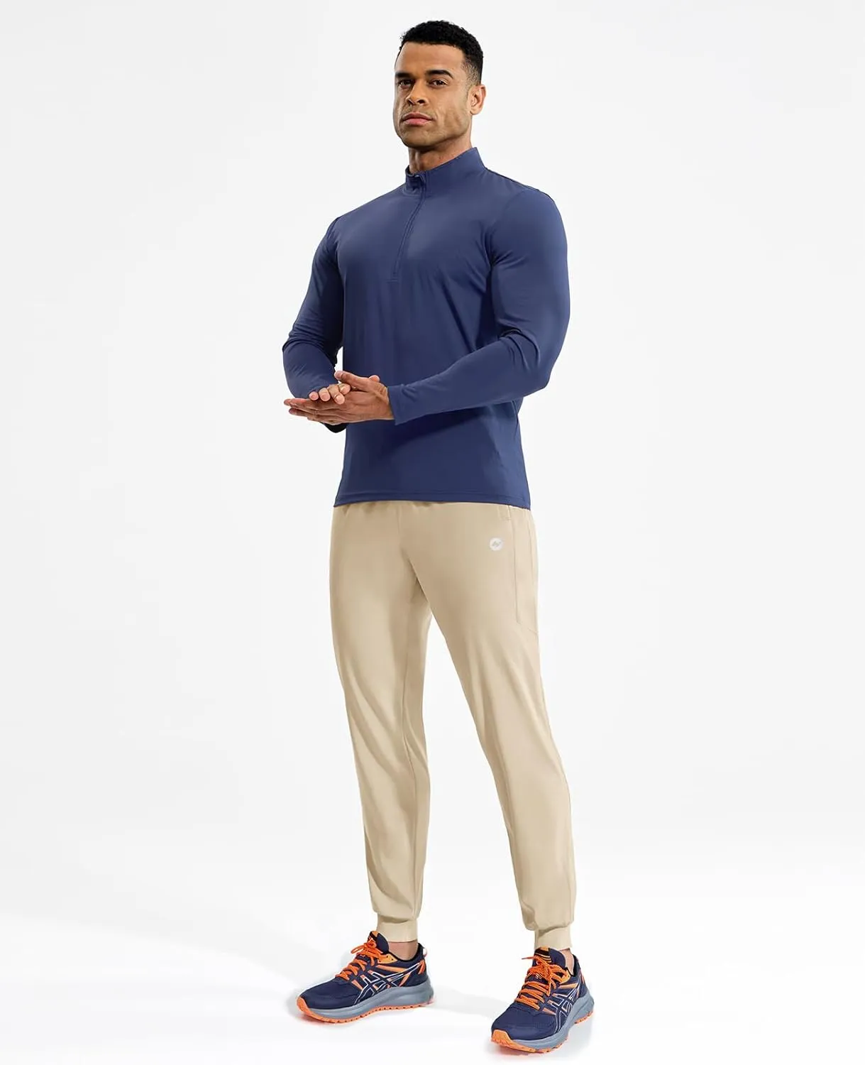 MIER Men's Athletic Running Pants Lightweight Workout Gym Joggers Dry Fit Track Active Sweatpants with Zipper Pockets