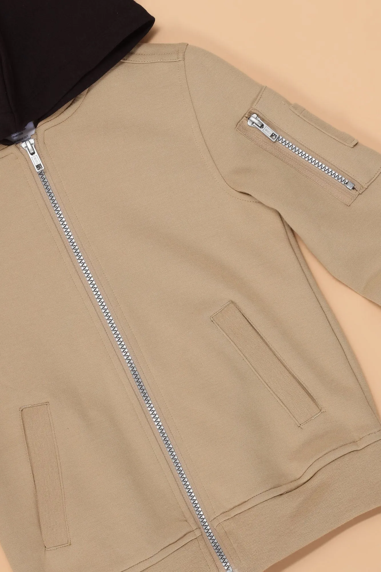 Mini Keep It Cool Hooded Bomber Jacket - Khaki/combo