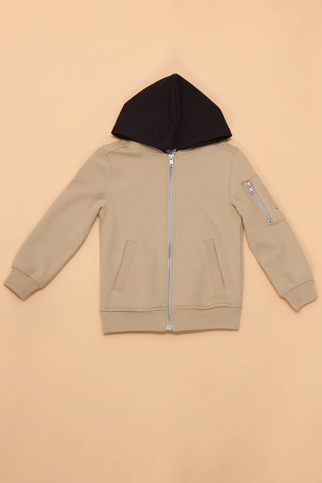 Mini Keep It Cool Hooded Bomber Jacket - Khaki/combo