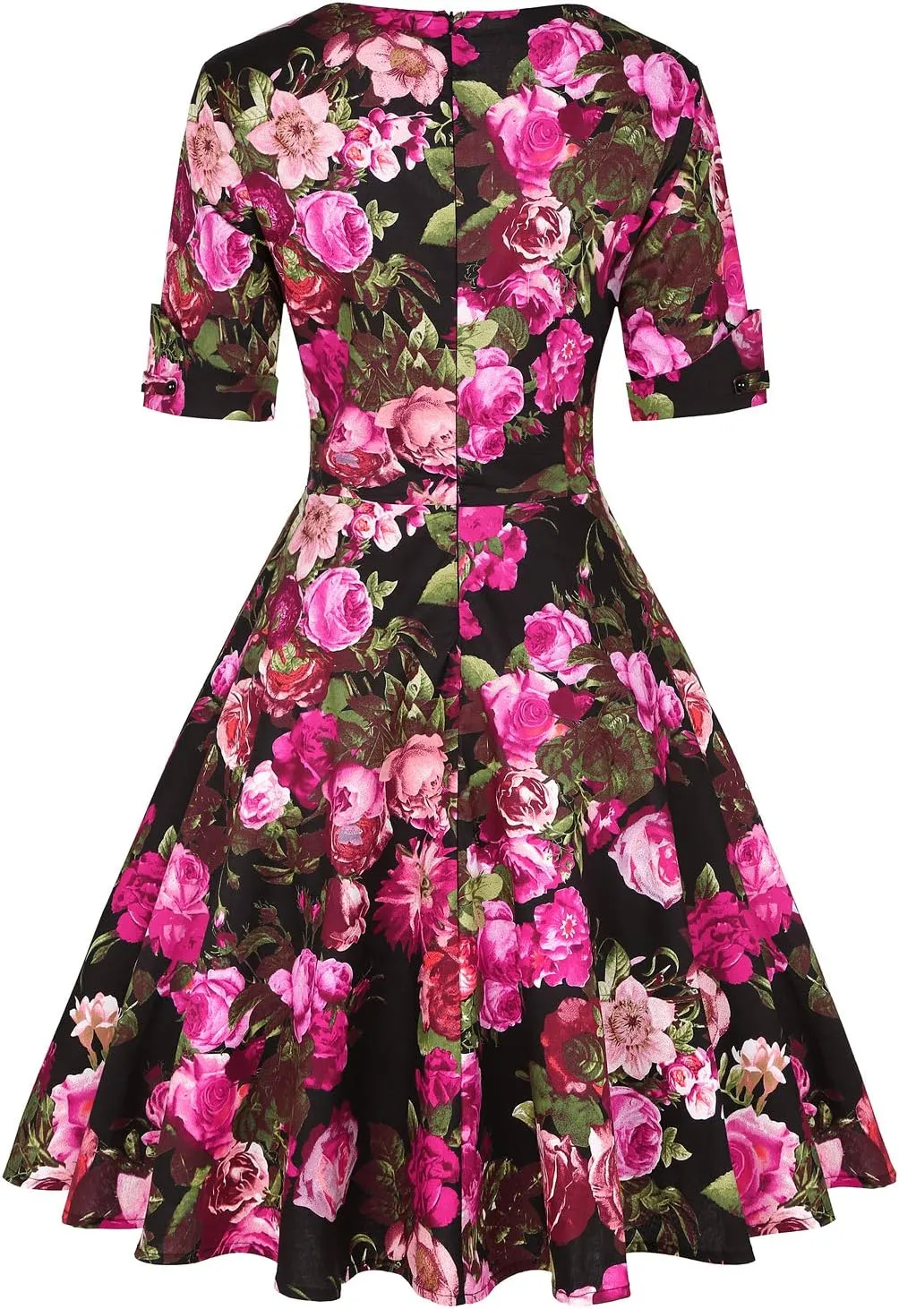MINTLIMIT Women's 1950s Vintage Wrap V Neck Half Sleeve Retro Cocktail Swing Dress Plain A-line Dresses