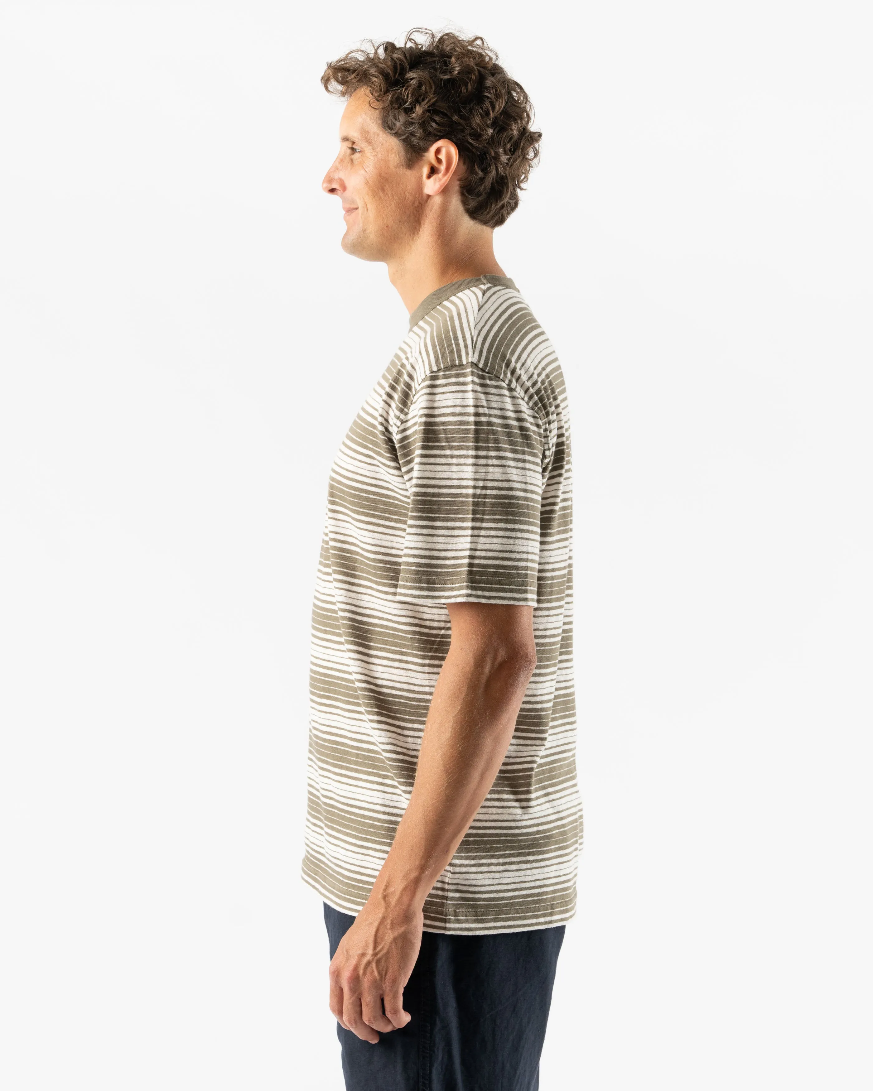 Norse Projects Johannes Spaced Stripe T-Shirt in Sediment Green