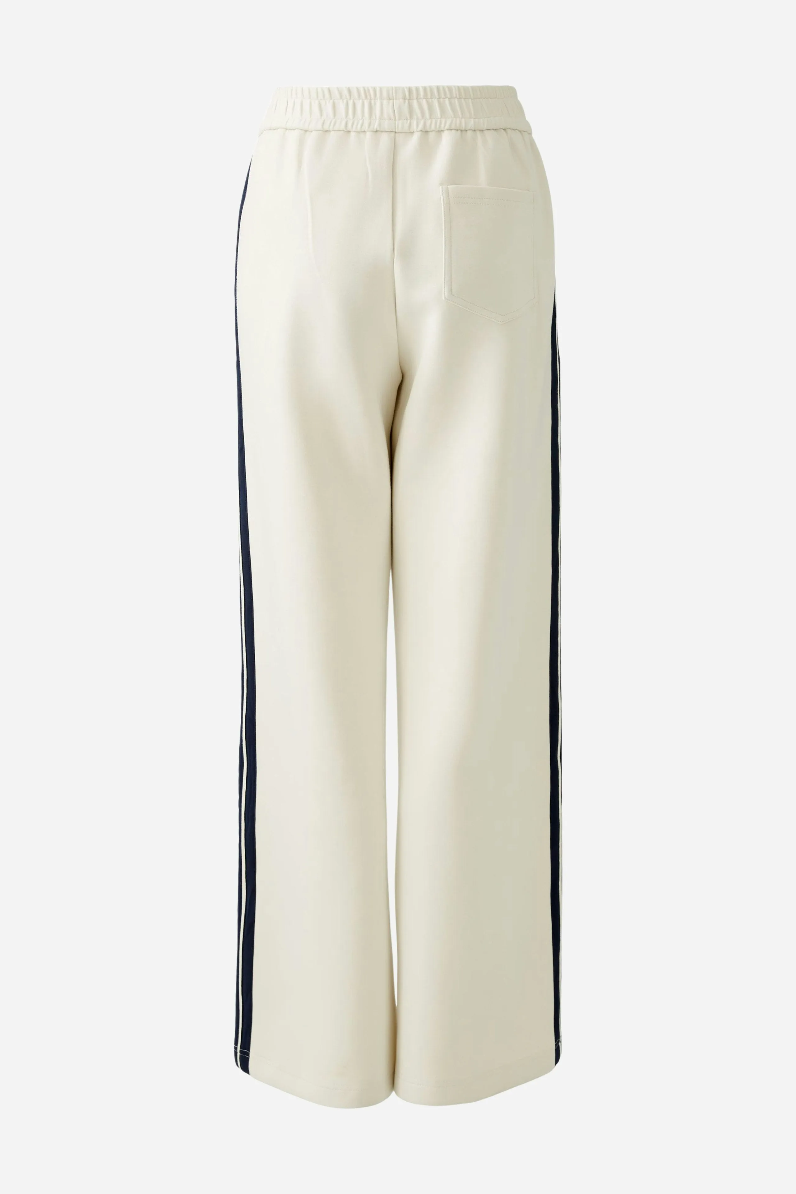 Oui Off-White Pull-On Trousers with Side Stripes