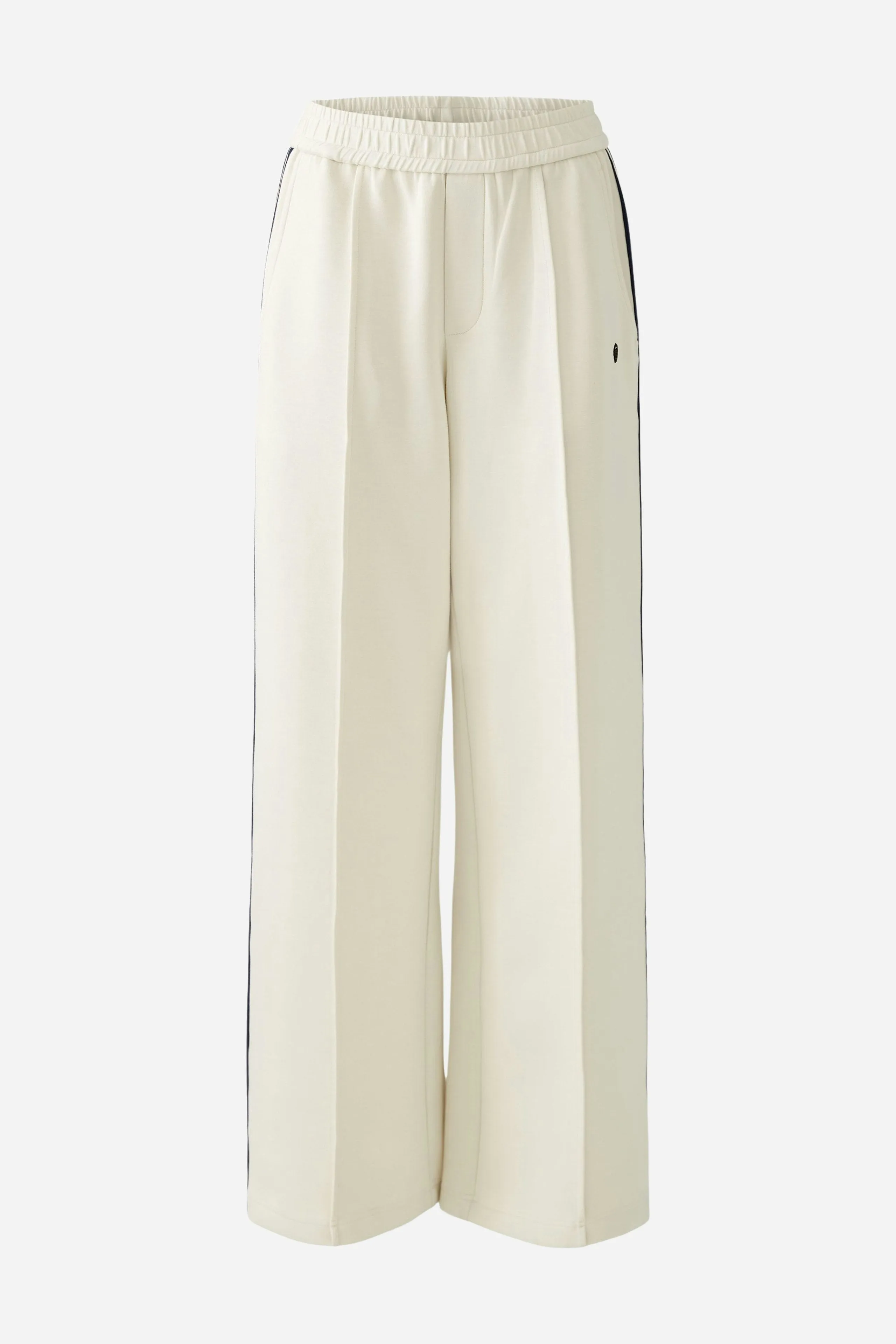Oui Off-White Pull-On Trousers with Side Stripes