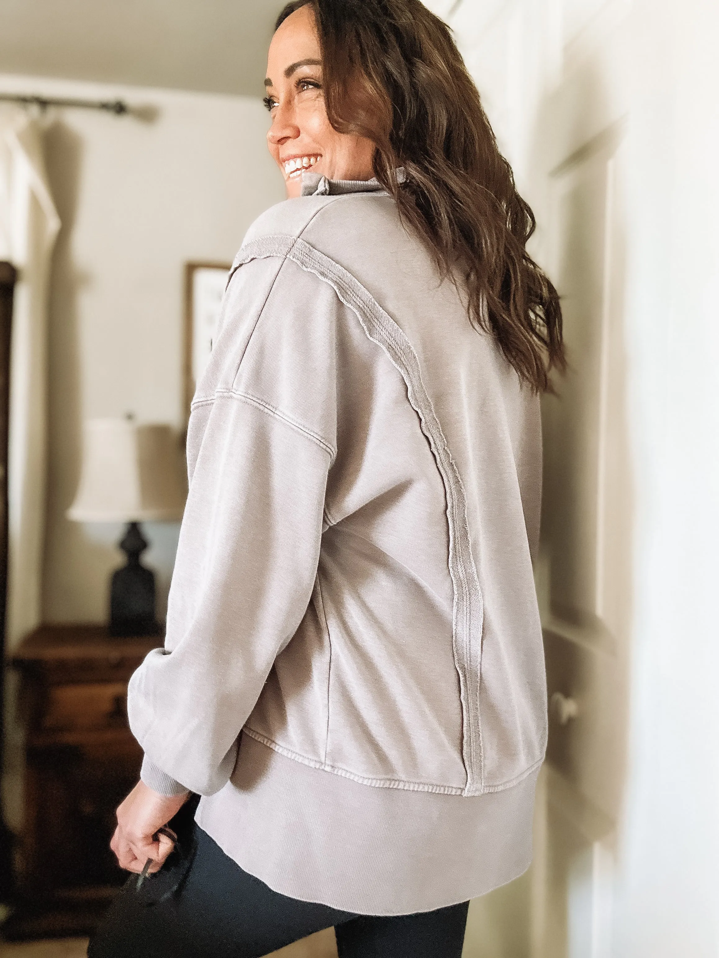 Oversized Henley Pullover