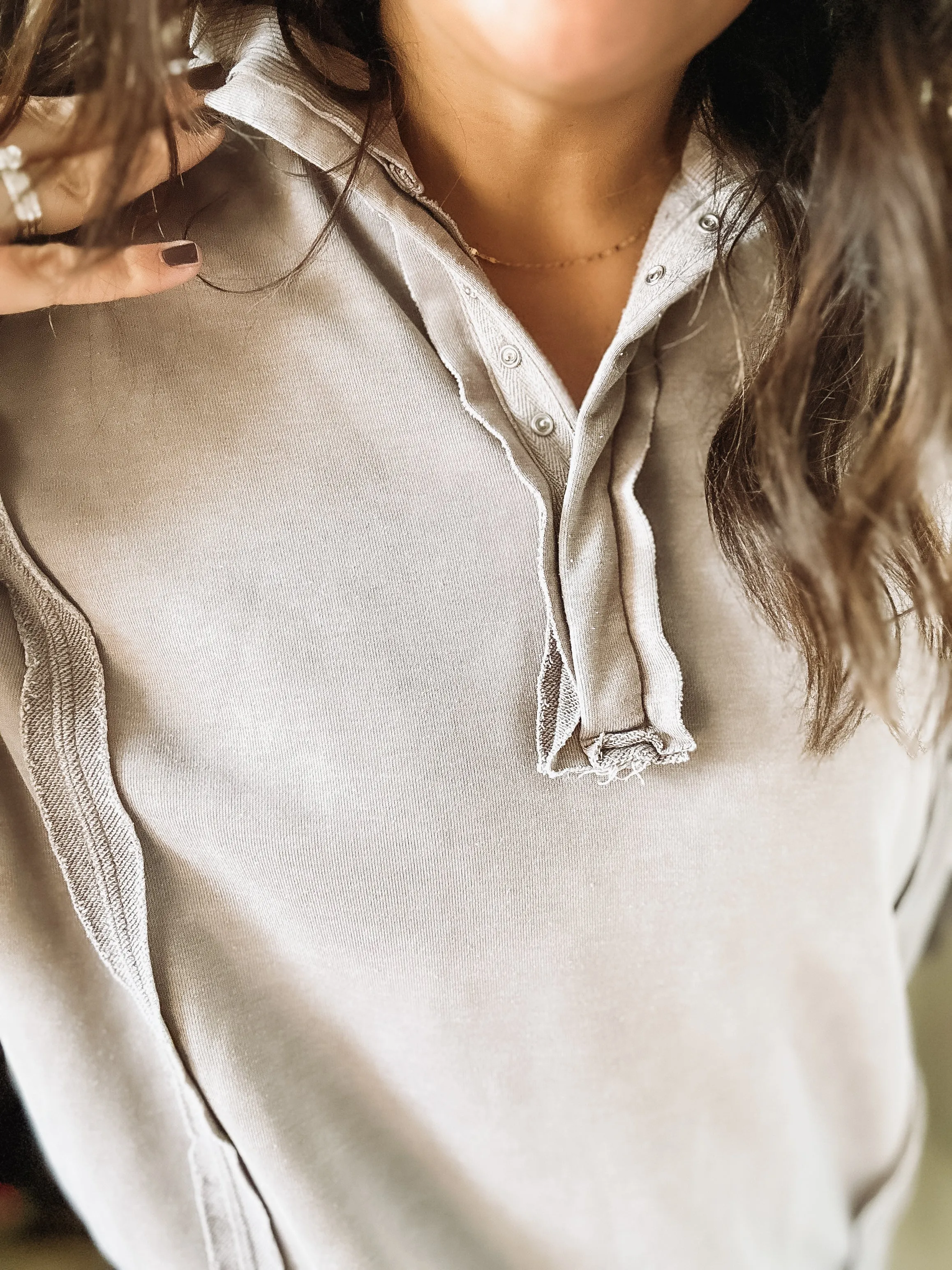 Oversized Henley Pullover