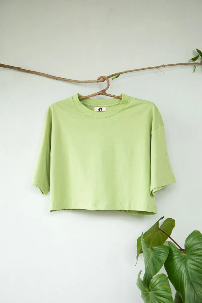 Peace Organic Cotton Crop Top in Green