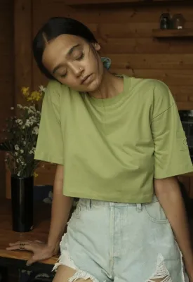 Peace Organic Cotton Crop Top in Green