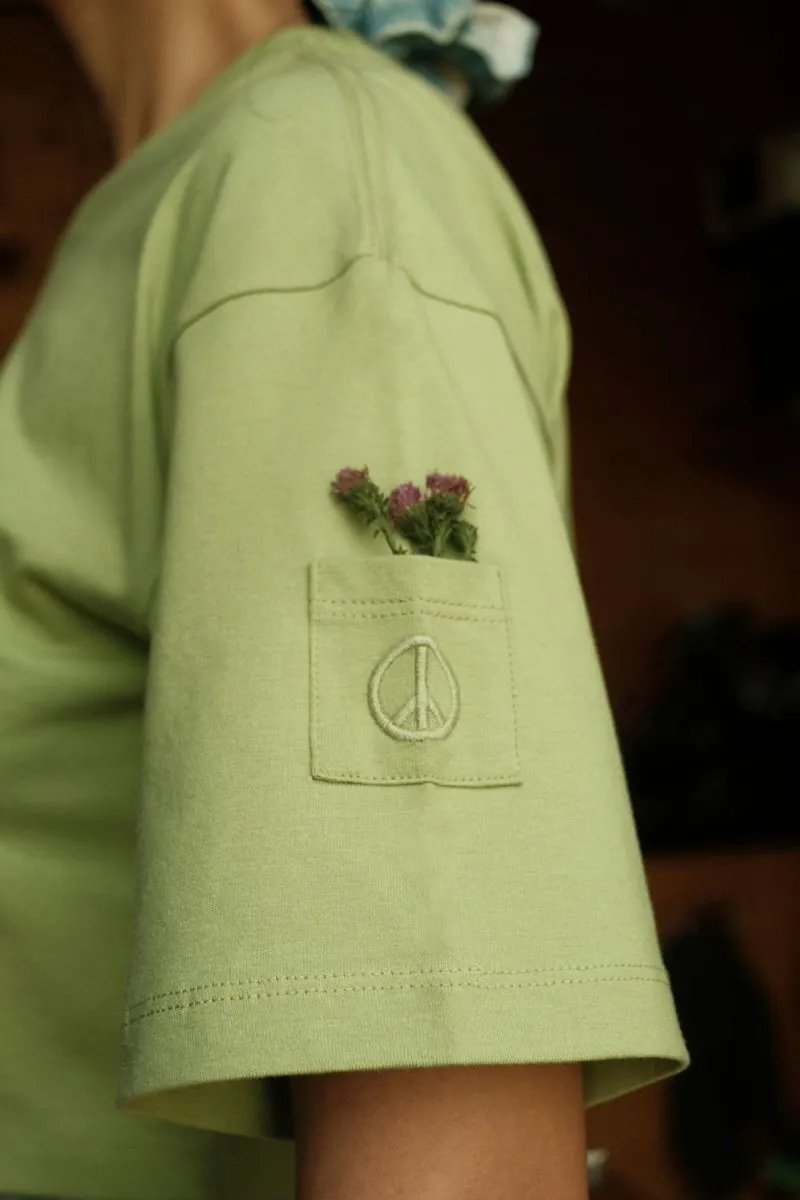 Peace Organic Cotton Crop Top in Green