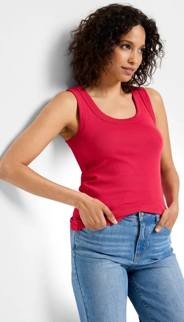 Perfect Knit Rib Scoop Tank - Charcoal Heather