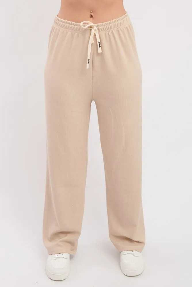 Plain Knit Wide Leg Trousers