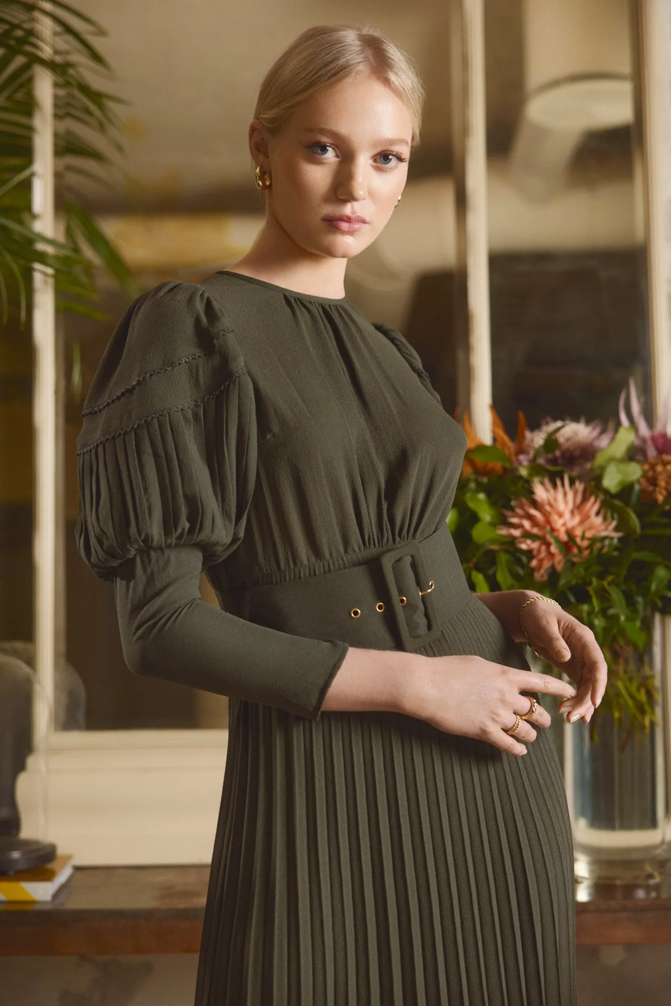 PLISSE MIDI DRESS