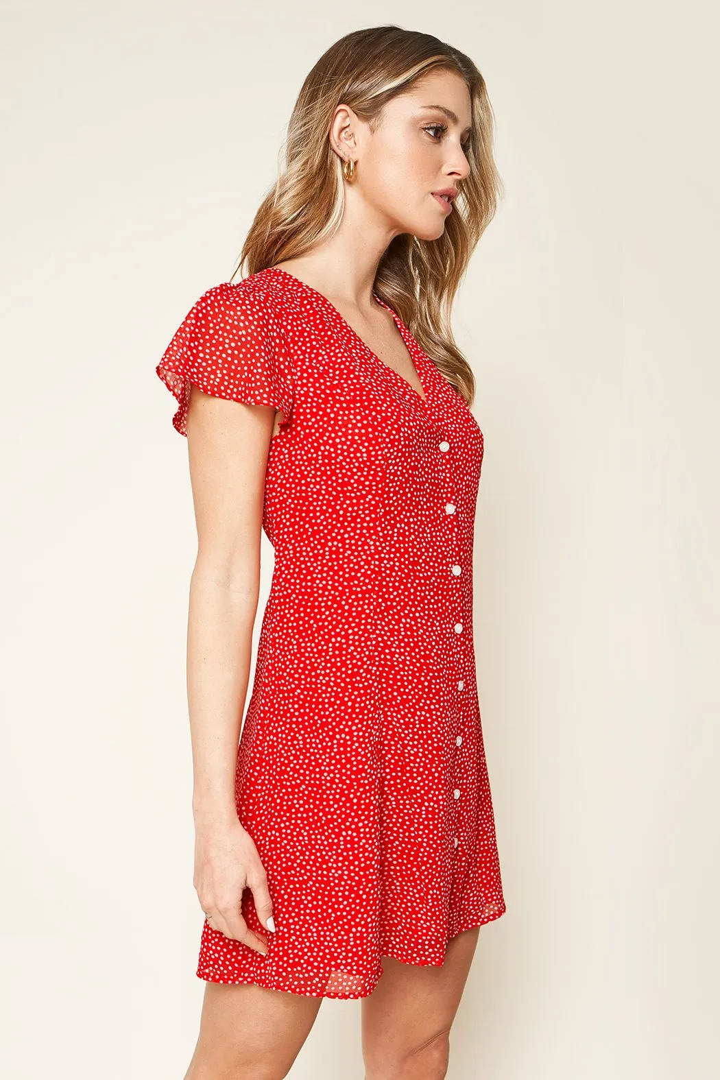 Pretty Parcel Polka Dot Button Up Mini Dress