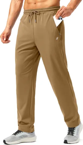 Pudolla Men's Athletic Pants with Zipper Pockets Stretch Workout Sweatpants Lightweight Running Joggers for Men