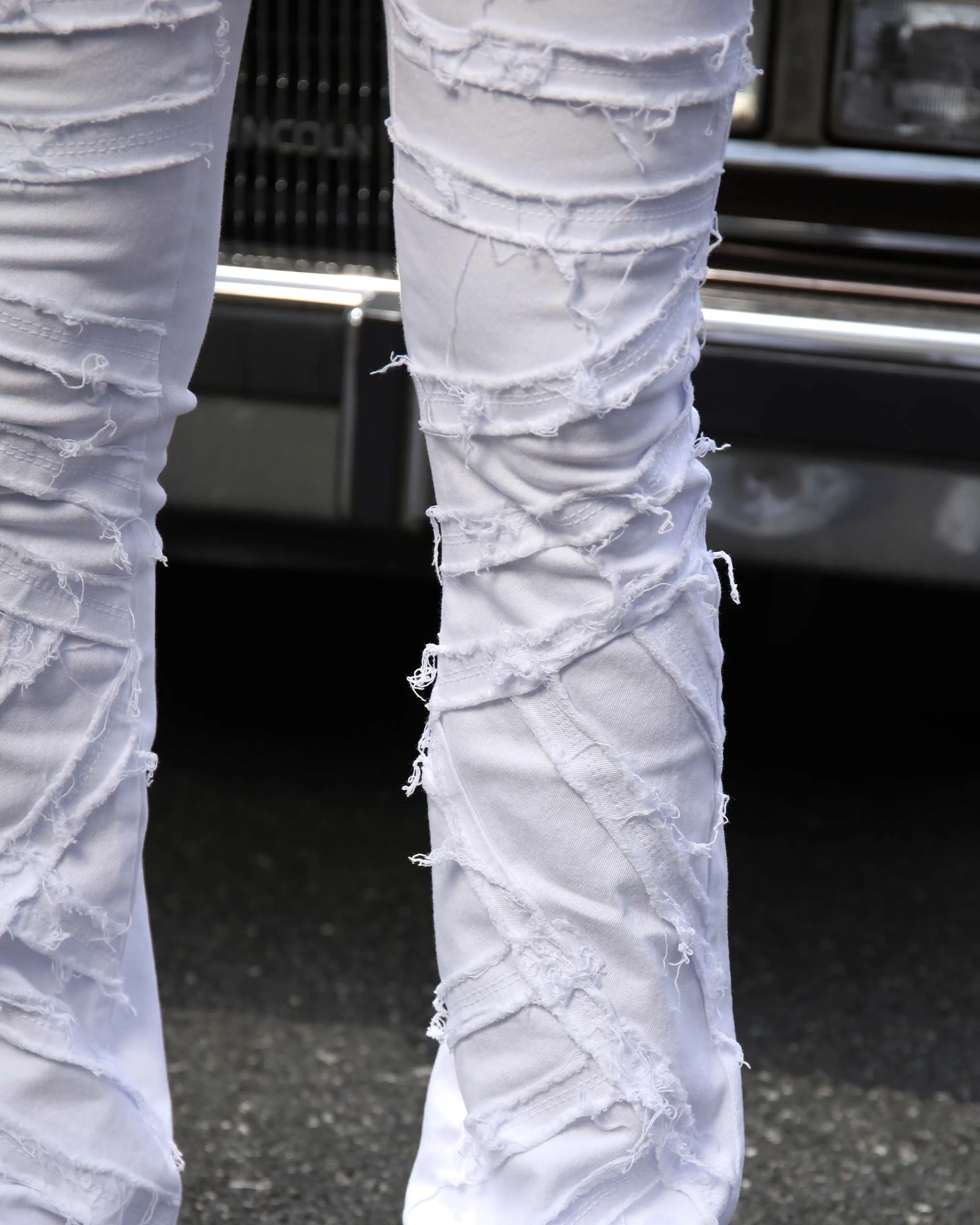 Retro Edge White Flared Jeans with Raw Edge-Mexico Local Delivery
