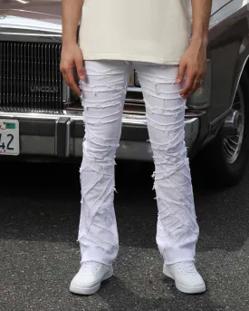 Retro Edge White Flared Jeans with Raw Edge-Mexico Local Delivery