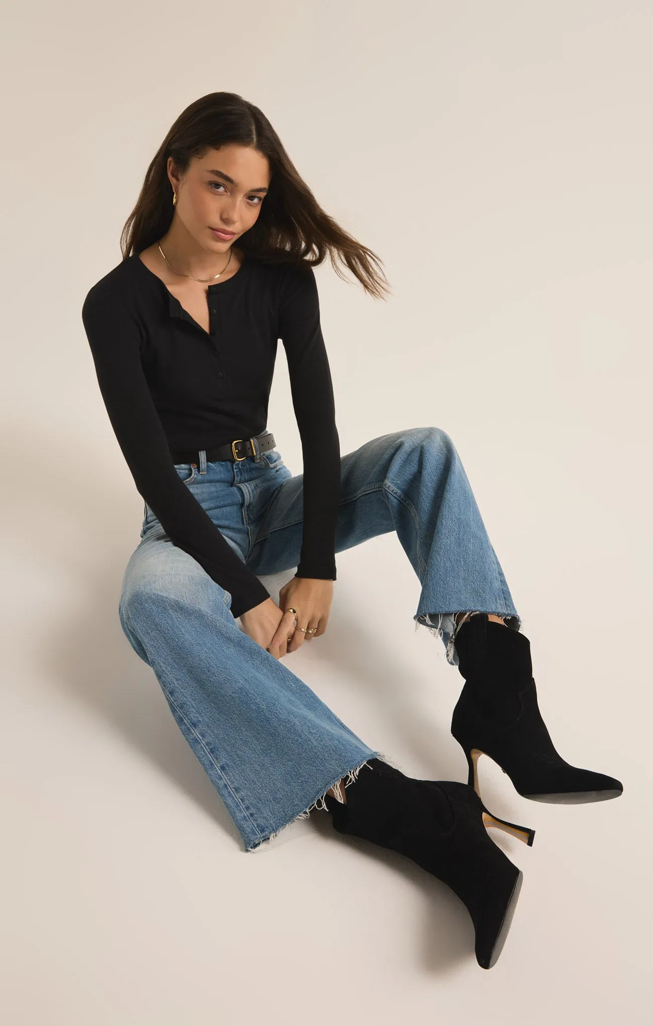Samara Rib Henley Long Sleeve Bodysuit