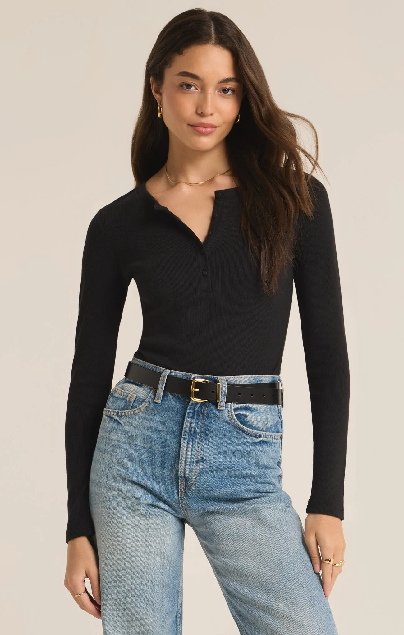 Samara Rib Henley Long Sleeve Bodysuit