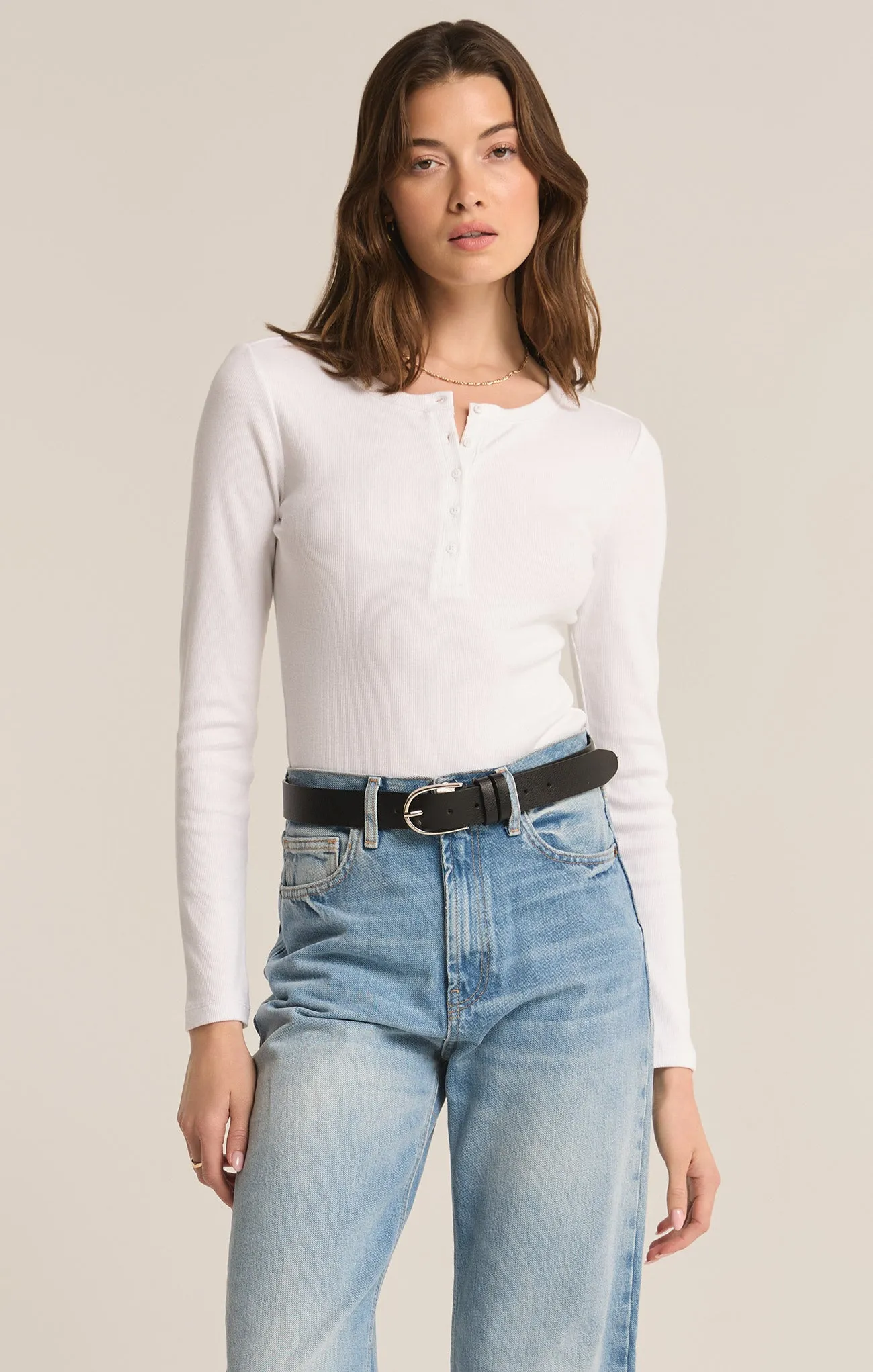 Samara Rib Henley Long Sleeve Bodysuit