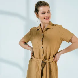 Short Sleeve Flax Linen Dress