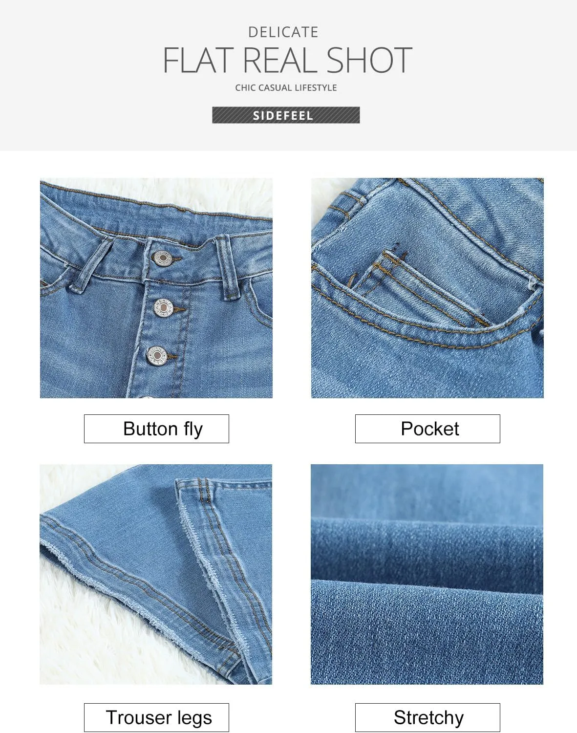Sidefeel Women's High Waisted Bell Bottom Bootcut Jeans Flared Wide Leg Denim Pants
