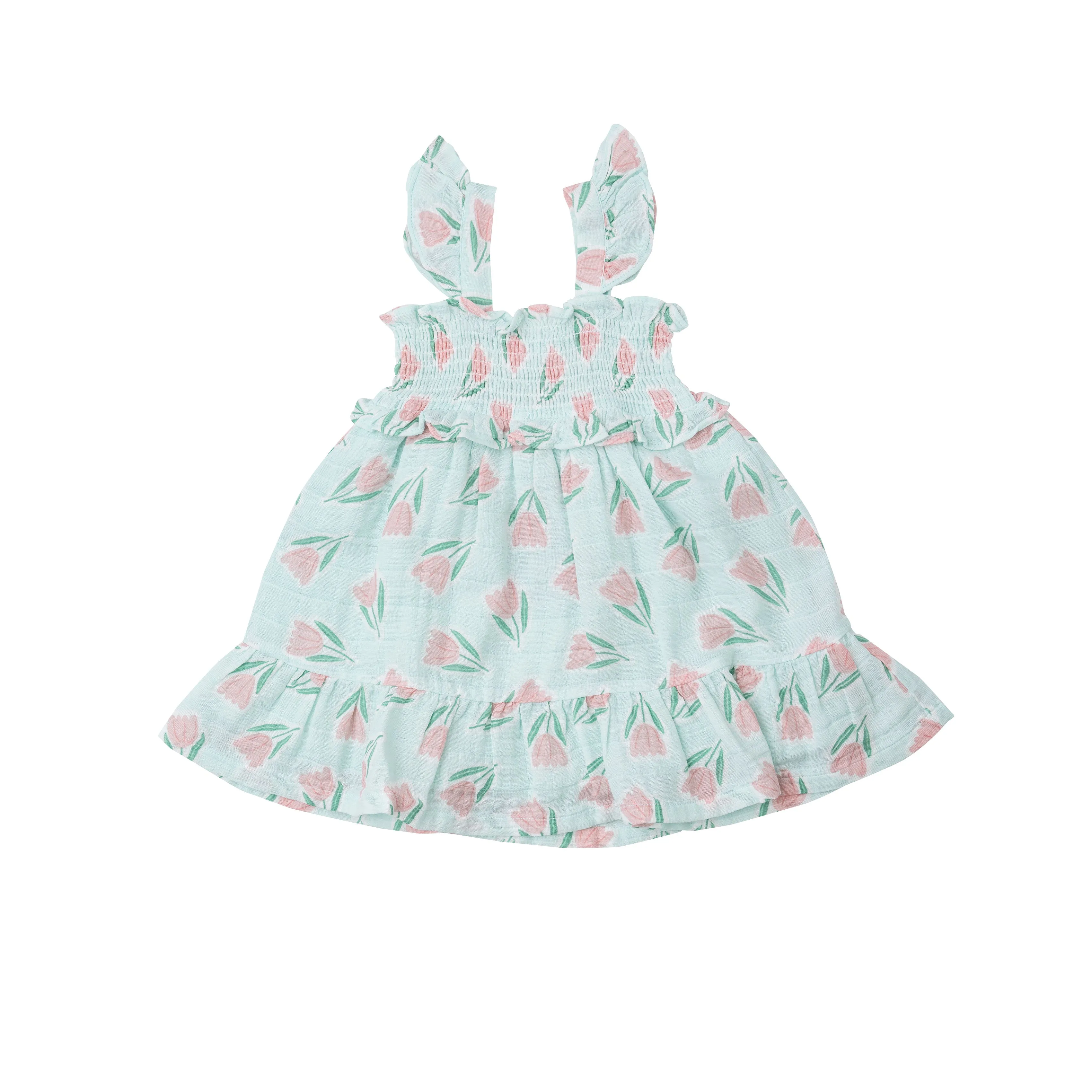 Smocked Ruffle Sundress & Diaper Cover - Tulips