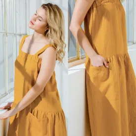 Square Neck Linen Summer Dress