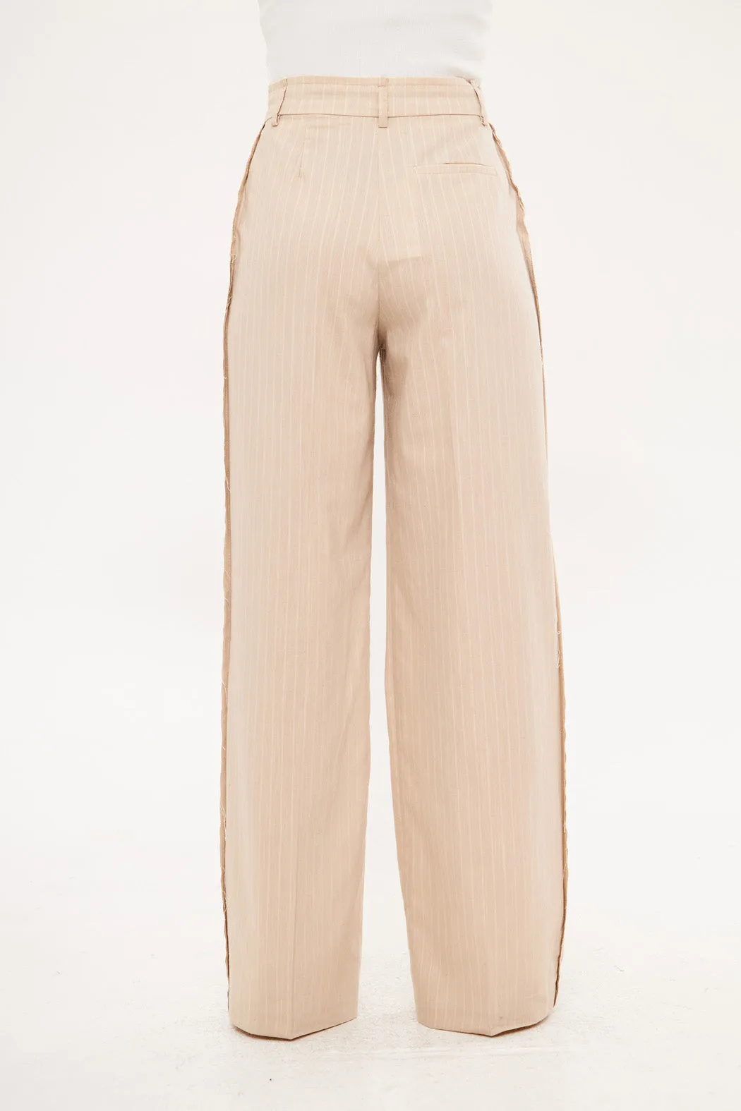 Stripped Two-Toned Wide Leg Trousers