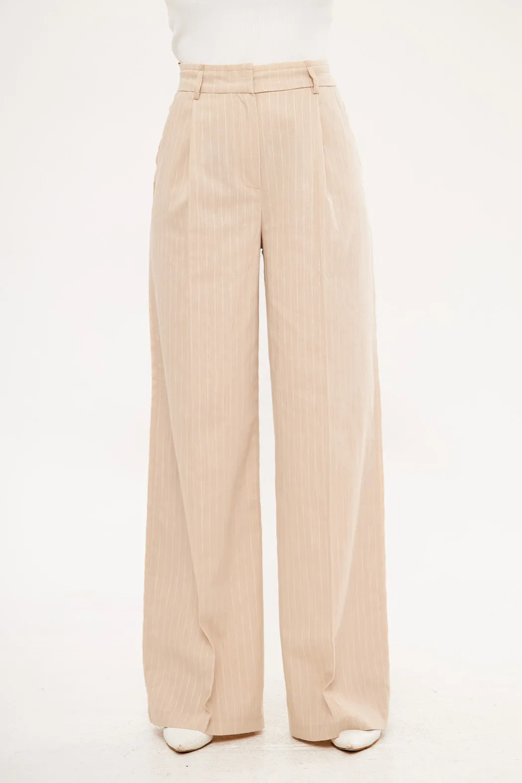 Stripped Two-Toned Wide Leg Trousers