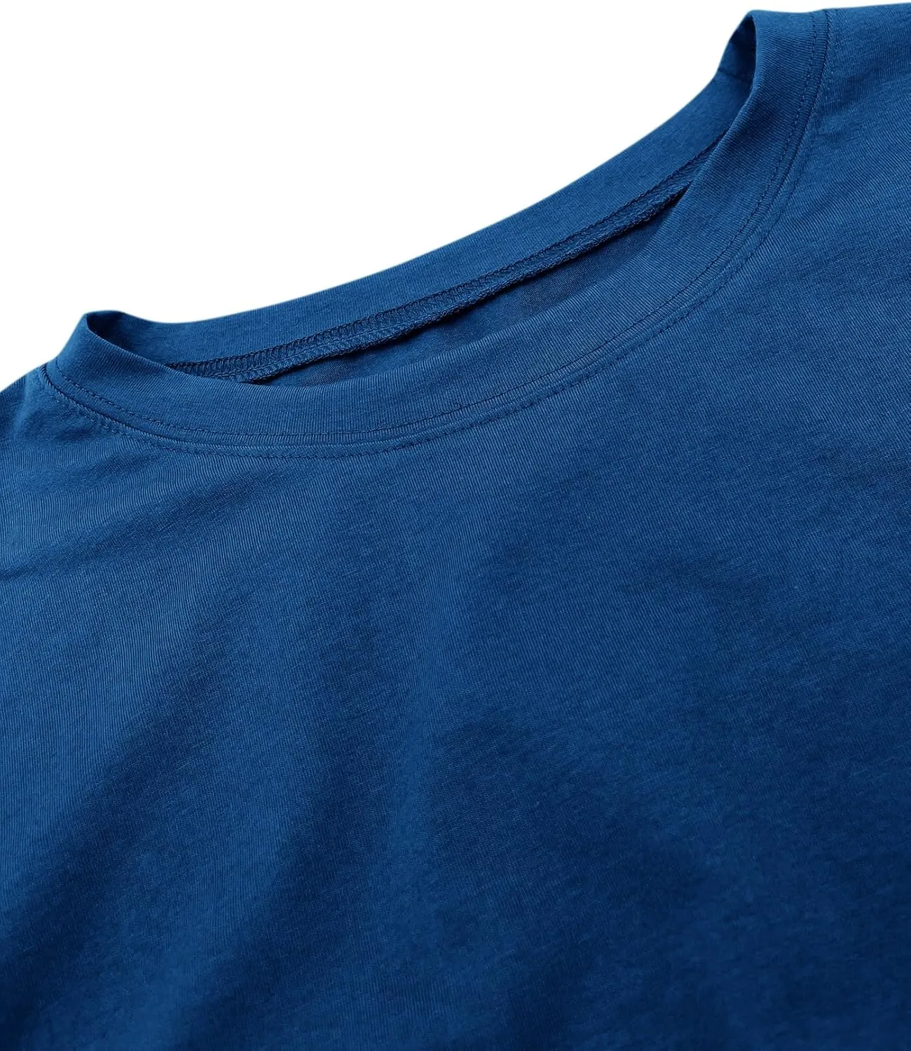 Sunborui Men's Boxy Cropped Raw Cut Tee Short Sleeve Round Neck T Shirts Casual Basic Tops