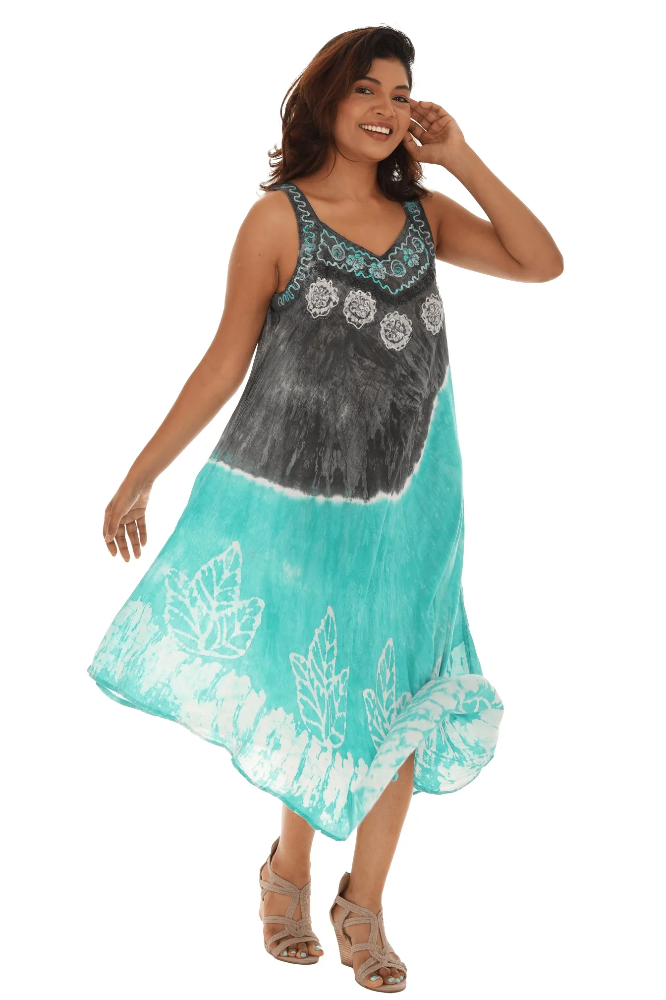 Tie-Dye Embroidered Shift Dress