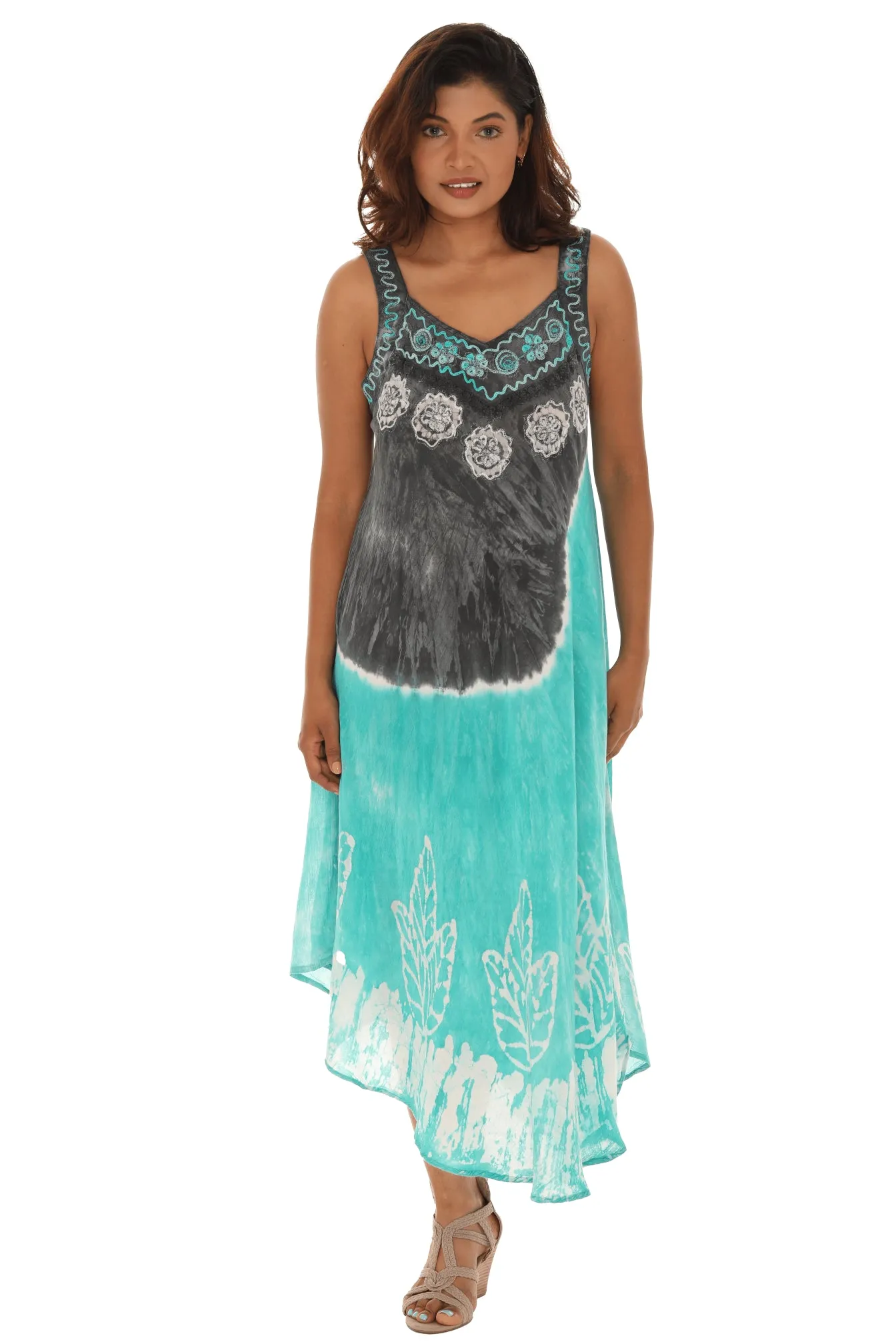 Tie-Dye Embroidered Shift Dress