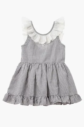 Tocoto Vintage Mini Striped Girls Dress - Navy